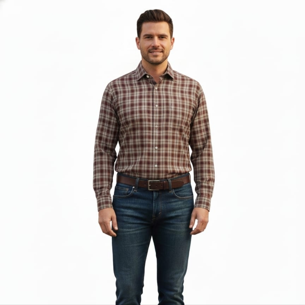 L.L. Bean Men's Brown Plaid Casual Shirt
